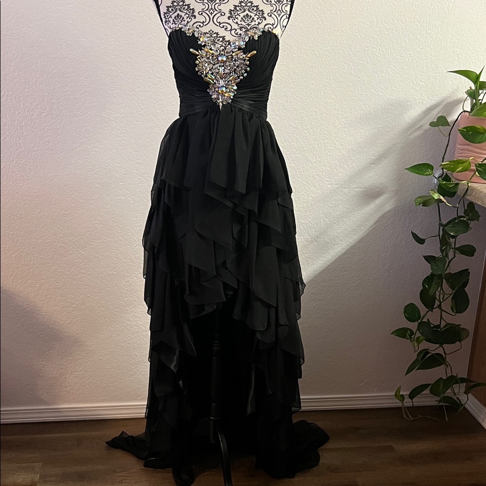 Night Moves Prom Collection Elegant Black Strapless Gown